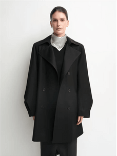 THE ARTM Women's Oversized Trench Coat - Double Breasted Wool Blend with Belt
