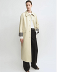 THE ARTM Women's Waxed Cotton Trench Coat - Long Belted Jacket with Plaid Lining