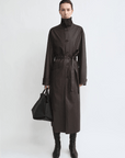 THE ARTM Women's Waxed Cotton Trench Coat - Long Belted Jacket with Plaid Lining