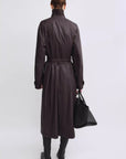 THE ARTM Women's Waxed Cotton Trench Coat - Long Belted Jacket with Plaid Lining