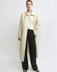 THE ARTM Women's Waxed Cotton Trench Coat - Long Belted Jacket with Plaid Lining