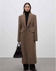 THE ARTM Women's Wool Herringbone Double - Breasted Blazer with Structured Shoulders - variant_title