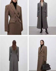 THE ARTM Women's Wool Herringbone Double - Breasted Blazer with Structured Shoulders - variant_title
