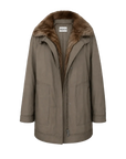 THE ARTM women's Yellow-green detachable fur collar nylon down parka front cutout
