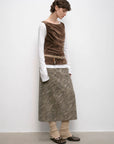 "Thousand Layers of Echoes" Chenille Original Print Camouflage Retro Distressed Straight Mid - Waist Skirt - variant_title