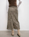 "Thousand Layers of Echoes" Chenille Original Print Camouflage Retro Distressed Straight Mid - Waist Skirt - variant_title