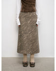 "Thousand Layers of Echoes" Chenille Original Print Camouflage Retro Distressed Straight Mid - Waist Skirt - variant_title