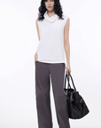 Triacetate mixed tencel high collar knitted sleeveless vest - variant_title