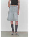 “Unruly Sonata” Neutral Style Loose Feeling Imported Washed Mid Rise Bumped Side Wide Leg Washed Denim Mid Pants - variant_title