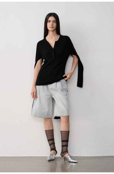 “Unruly Sonata” Neutral Style Loose Feeling Imported Washed Mid Rise Bumped Side Wide Leg Washed Denim Mid Pants - variant_title