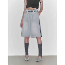 “Unruly Sonata” Neutral Style Loose Feeling Imported Washed Mid Rise Bumped Side Wide Leg Washed Denim Mid Pants - variant_title