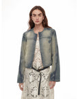 "Urban Fantasy" Retro and fashionable round neck short style comfortable slimming fragrance style denim jacket - variant_title
