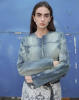 "Urban Fantasy" Retro and fashionable round neck short style comfortable slimming fragrance style denim jacket - variant_title