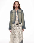 "Urban Fantasy" Retro and fashionable round neck short style comfortable slimming fragrance style denim jacket - variant_title