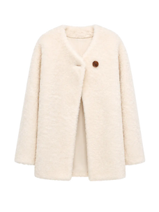 Urban Home off-white Merino shearling coat front product view