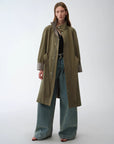 "Urban Island" Retro Plaid Mid - Length Workwear Lapel Trench Coat - variant_title