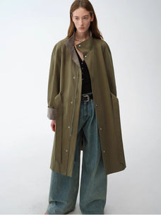 "Urban Island" Retro Plaid Mid - Length Workwear Lapel Trench Coat - variant_title