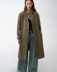 "Urban Island" Retro Plaid Mid - Length Workwear Lapel Trench Coat - variant_title