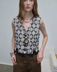 "Venice" Classical simple silhouette Italian imported jacquard ethnic style V - neck vest - variant_title