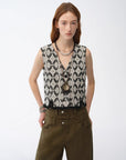 "Venice" Classical simple silhouette Italian imported jacquard ethnic style V - neck vest - variant_title
