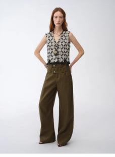 "Venice" Classical simple silhouette Italian imported jacquard ethnic style V - neck vest - variant_title