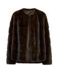Vintage Clock Brown velvet mink fur coat, front product view