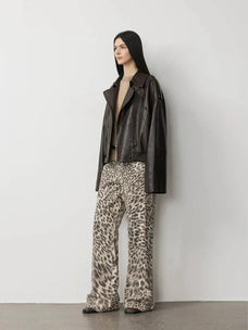 Firelady Fur Fashion Boundaries brown leather bomber jacket full outfit view