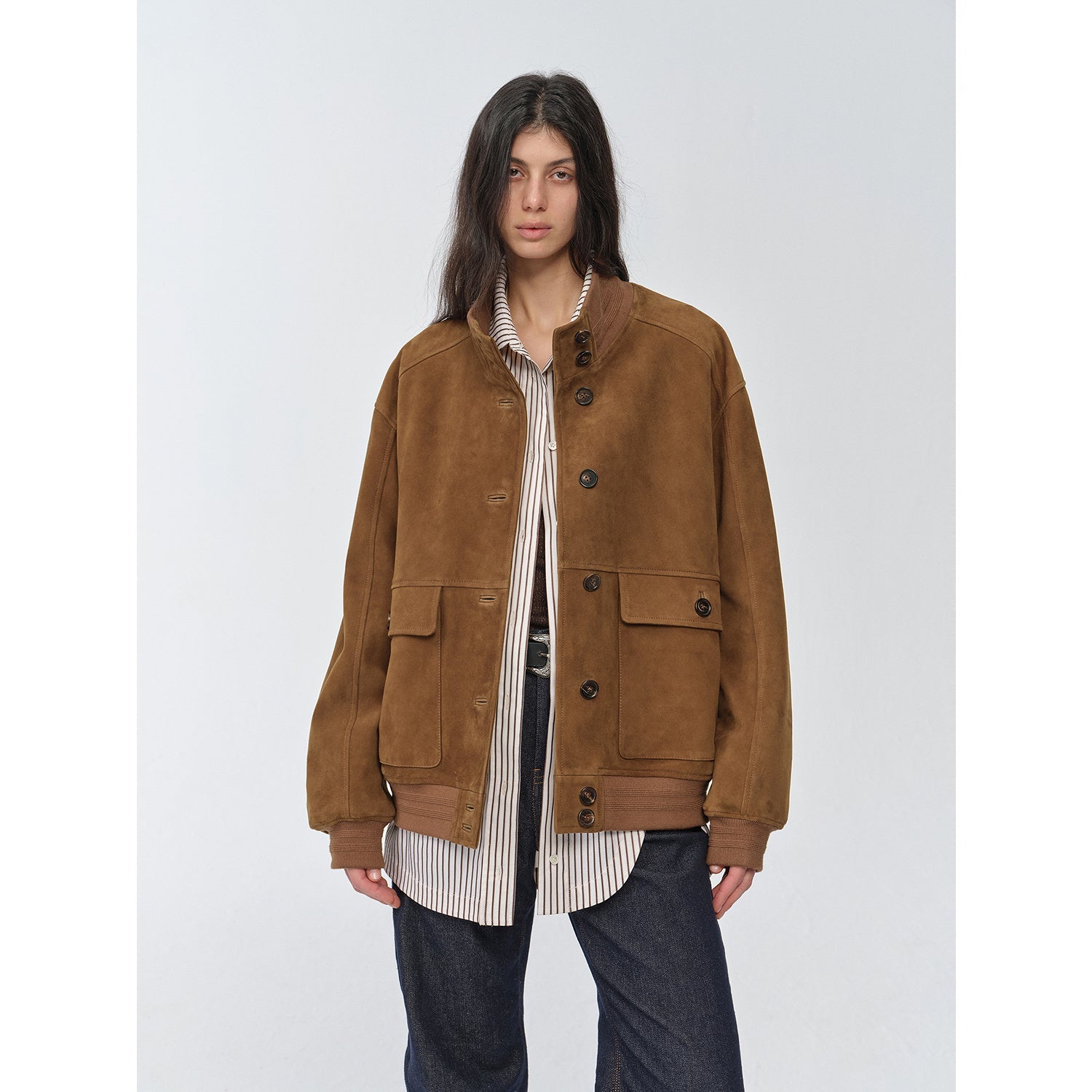 Vintage cowleather suède tracker jacket LEATHER TRACKER JACKET ‐Goat suede Antique finish‐ | SEVEN BY SEVEN