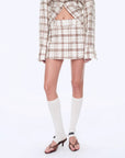 Vintage Linen Shirt Skirt Two - Piece Spring"Plaid Sketch" - variant_title