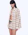 Vintage Linen Shirt Skirt Two - Piece Spring"Plaid Sketch" - variant_title