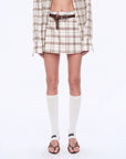Vintage Linen Shirt Skirt Two - Piece Spring"Plaid Sketch" - variant_title