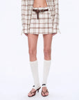 Vintage Linen Shirt Skirt Two - Piece Spring"Plaid Sketch" - variant_title