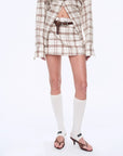 Vintage Linen Shirt Skirt Two - Piece Spring"Plaid Sketch" - variant_title