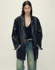 Firelady Fur Oversized Leather Blazer