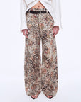 Vintage Print Linen Blend Cut Scimitar Wide Leg Casual Pants"Slow Paris" - variant_title