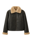 Vintage Reverie crackled brown sheepskin shearling jacket product cutout