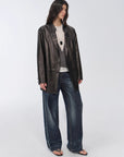 Vintage suede/waxy goatskin leather mid - length suit jacket "Bavaria" - variant_title