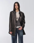 Vintage suede/waxy goatskin leather mid - length suit jacket "Bavaria" - variant_title