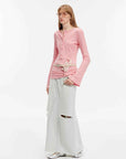 "Walden Pond" Turkish Imported Wash - faded Distressed Hole Denim A - line Skirt - variant_title