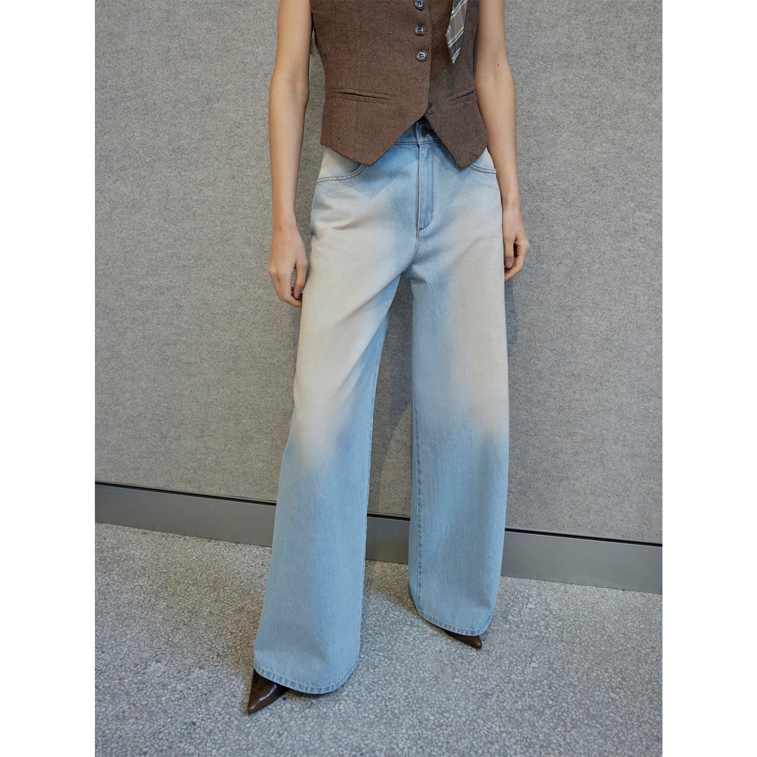 "Wantful Fantasy" Heavy Industry Washed Spray Colored Wide Leg Jeans Women's Low Waist Straight Leg Bootleg Pants - variant_title