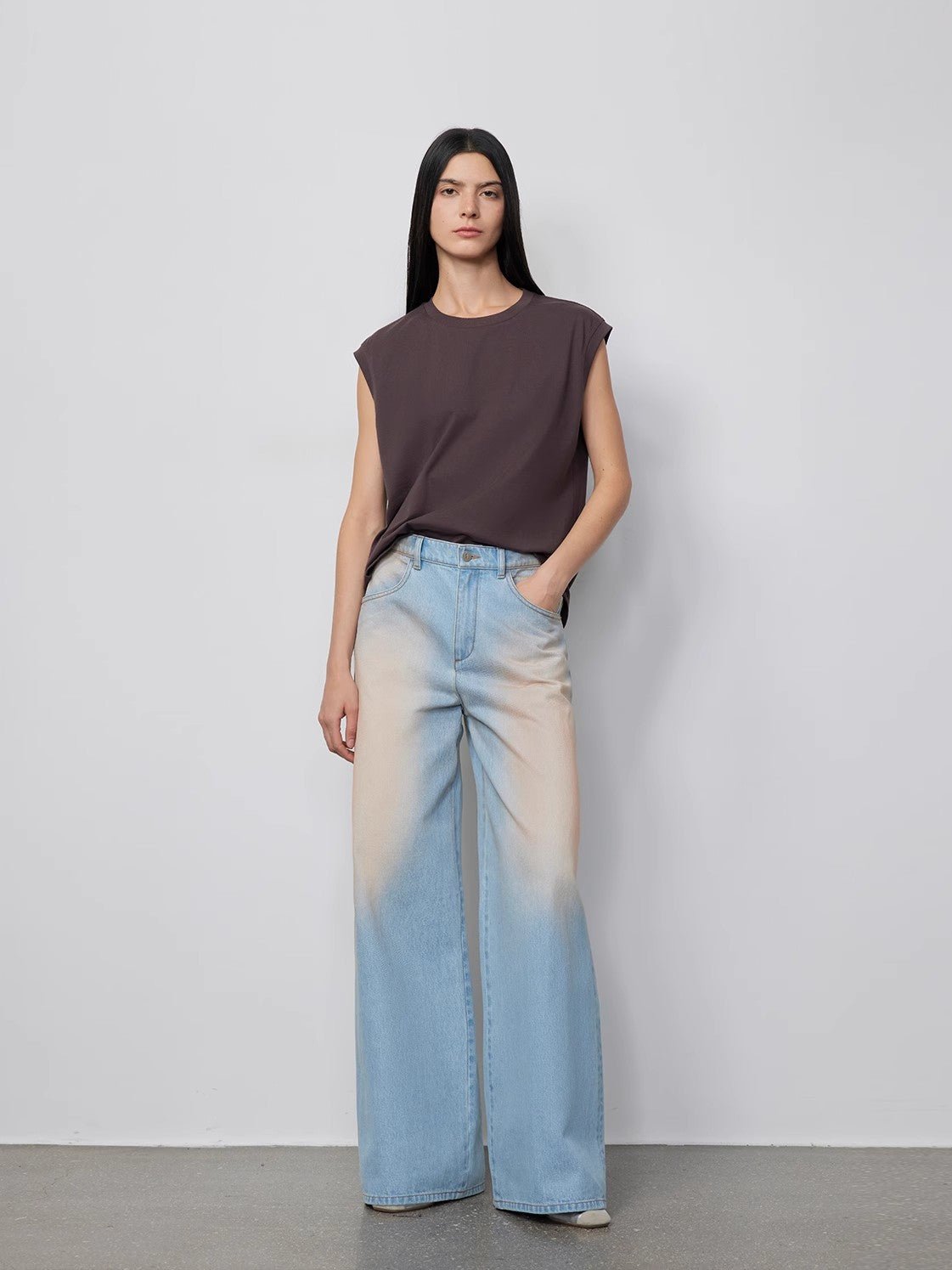 "Wantful Fantasy" Heavy Industry Washed Spray Colored Wide Leg Jeans Women's Low Waist Straight Leg Bootleg Pants - variant_title