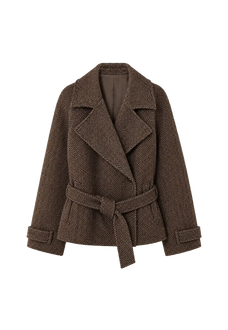 Warm Cocoon Italian herringbone wool short coat product image 01