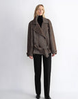 "Warm Cocoon" Italian Herringbone Wool Classic Lapel Micro - coon Short Wool Coat for Women - variant_title
