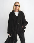 "Warm Cocoon" Italian Herringbone Wool Classic Lapel Micro - coon Short Wool Coat for Women - variant_title