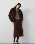 Warm Coffee Brown Sable mink jacket full-length styling