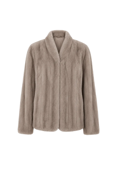 Warm Coffee Silverblue mink short jacket, transparent product view