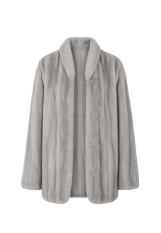 Warm Coffee Silverblue long mink jacket, transparent product view