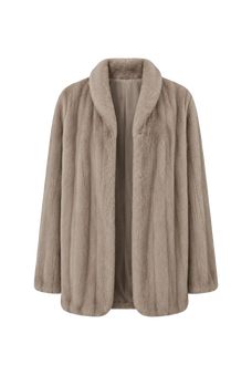 Warm Coffee Sapphire long mink jacket, transparent product view