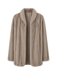 Warm Coffee Sapphire long mink jacket, transparent product view
