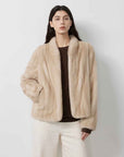 Warm coffee mink retro imported stand collar short mink fur coat - variant_title